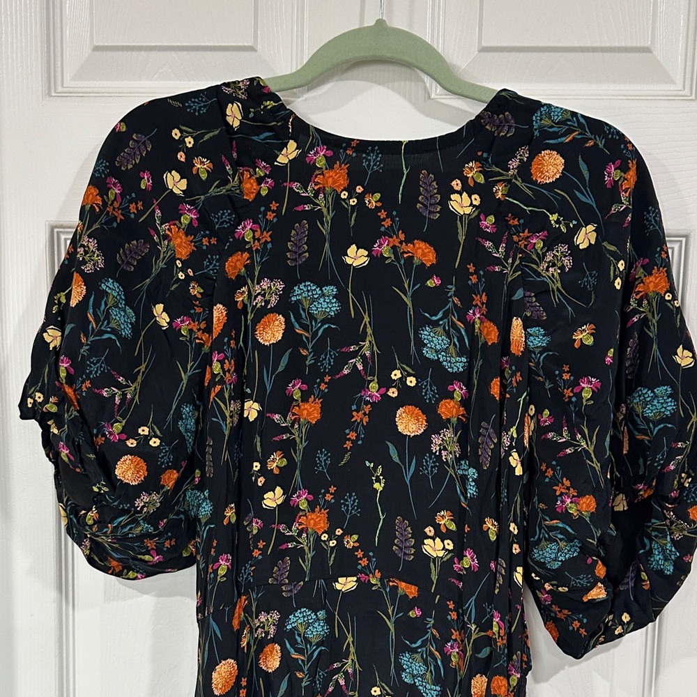 a new day Black Floral Maxi Dress with Orange, Teal, Yellow and Pink Flowers